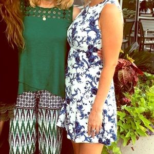 Blue and White Floral Summer Dress